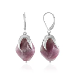 Lepidolith-Silberohrringe