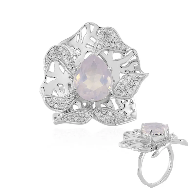 Lilien-Quarz-Silberring (SAELOCANA)