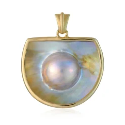 Mabe-Perlen-Silberanhänger (Bali Barong)