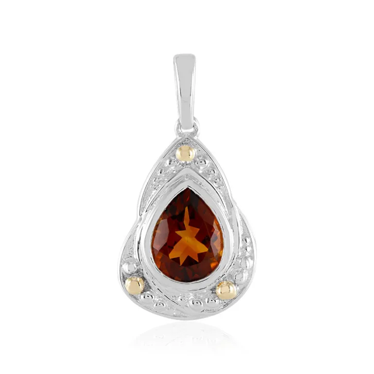 Madeira-Citrin-Silberanhänger mit Gold (Granulieren)