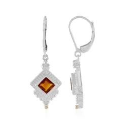 Madeira-Citrin-Silberohrringe mit Gold (Granulieren)