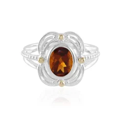 Madeira-Citrin-Silberring mit Gold (Granulieren)