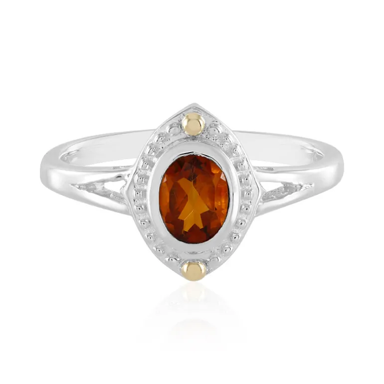 Madeira-Citrin-Silberring mit Gold (Granulieren)