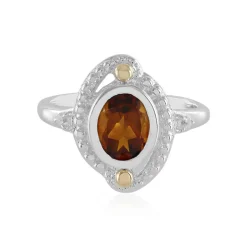 Madeira-Citrin-Silberring mit Gold (Granulieren)