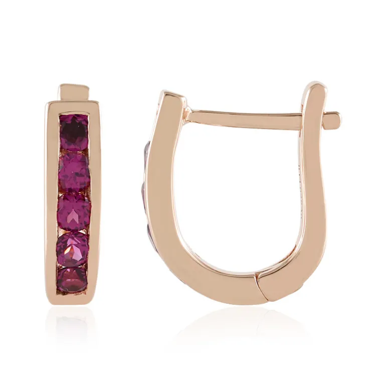 Magenta-Granat-Silberohrringe