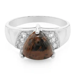 Mahagoni-Obsidian-Herren-Silberring