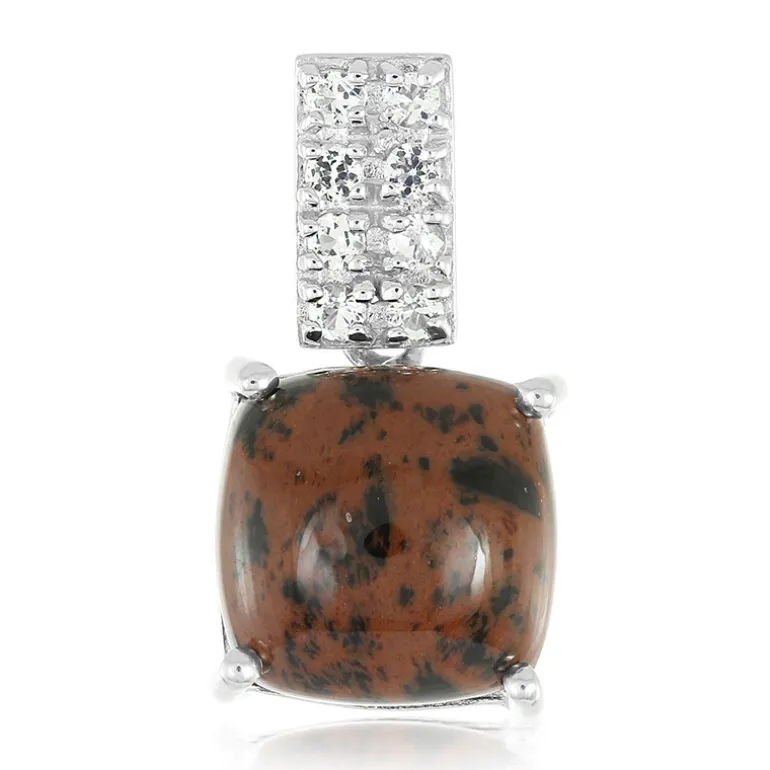 Mahagoni-Obsidian-Silberanhänger