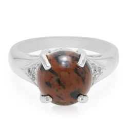 Mahagoni-Obsidian-Silberring