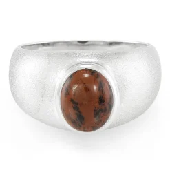 Mahagoni-Obsidian-Silberring