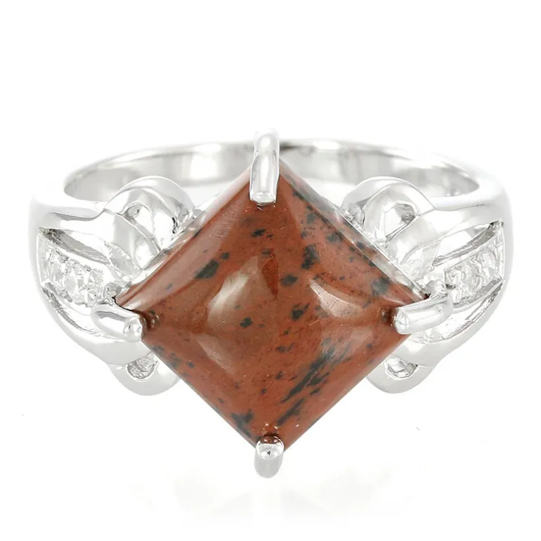 Mahagoni-Obsidian-Silberring