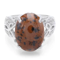 Mahagoni-Obsidian-Silberring