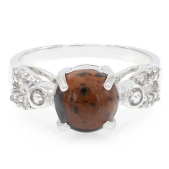 Mahagoni-Obsidian-Silberring