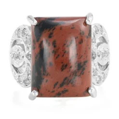 Mahagoni-Obsidian-Silberring