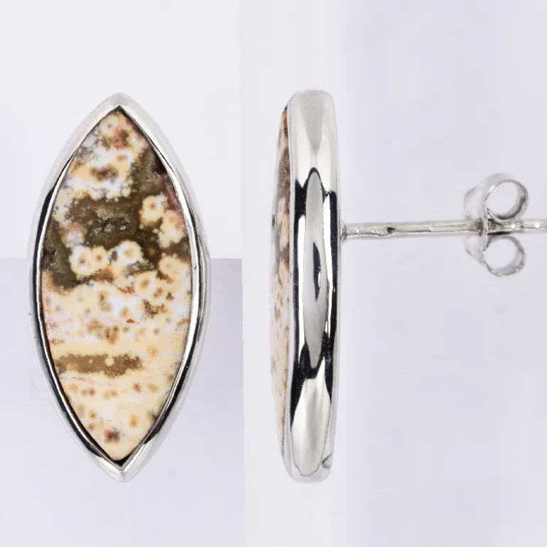 Meeres-Jaspis-Silberohrringe