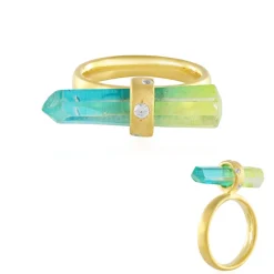 Mehrfarbiger Quarz-Silberring