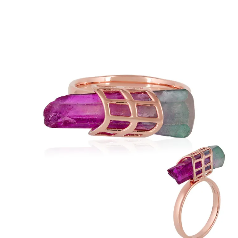 Mehrfarbiger Quarz-Silberring