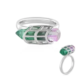 Mehrfarbiger Quarz-Silberring