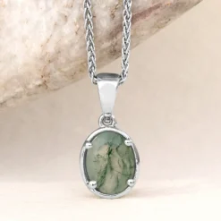 Moosachat-Silberanhänger