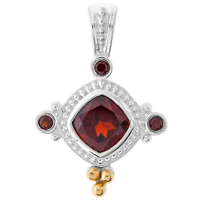 Mosambik-Granat-Silberanhänger mit Gold (Granulieren)