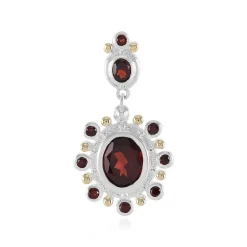 Mosambik-Granat-Silberanhänger mit Gold (Granulieren)