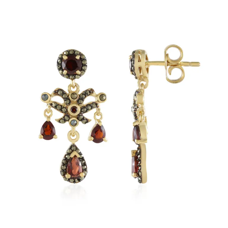 Mosambik-Granat-Silberohrringe