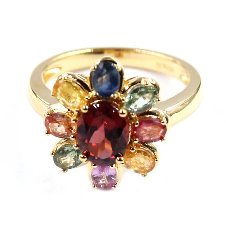 Mosambik-Granat-Silberring