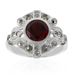 Mosambik-Granat-Silberring (Annette classic)