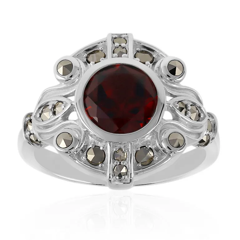 Mosambik-Granat-Silberring (Annette classic)