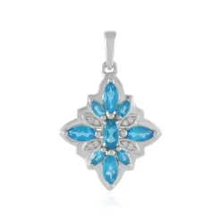 Neonblauer Apatit-Silberanhänger