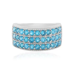 Neonblauer Apatit-Silberring