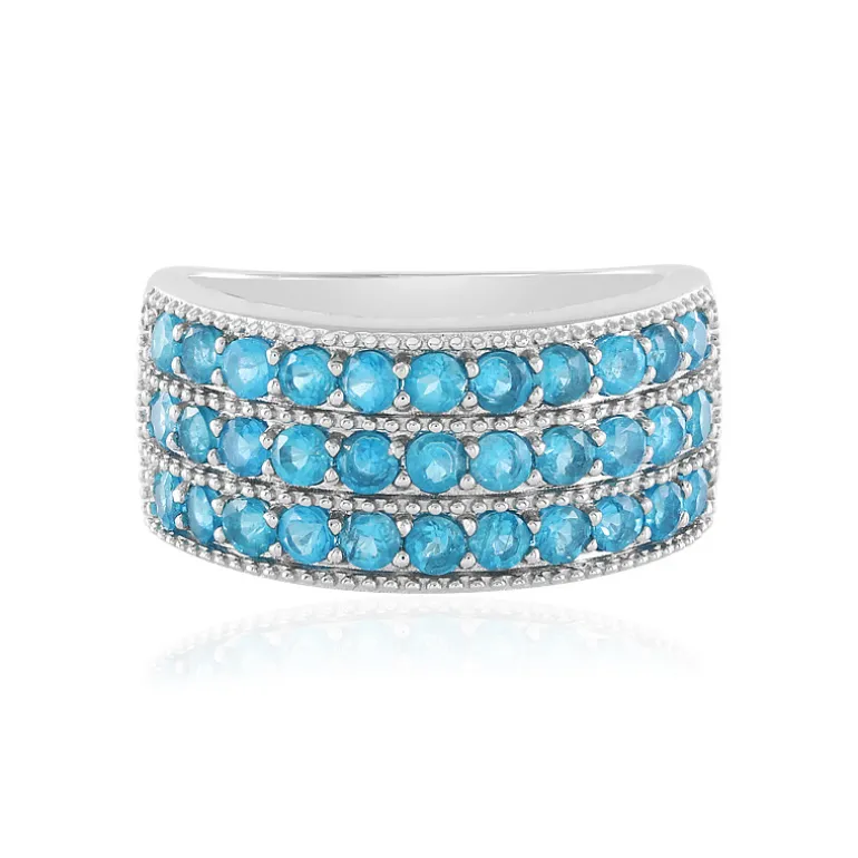 Neonblauer Apatit-Silberring