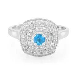 Neonblauer Apatit-Silberring