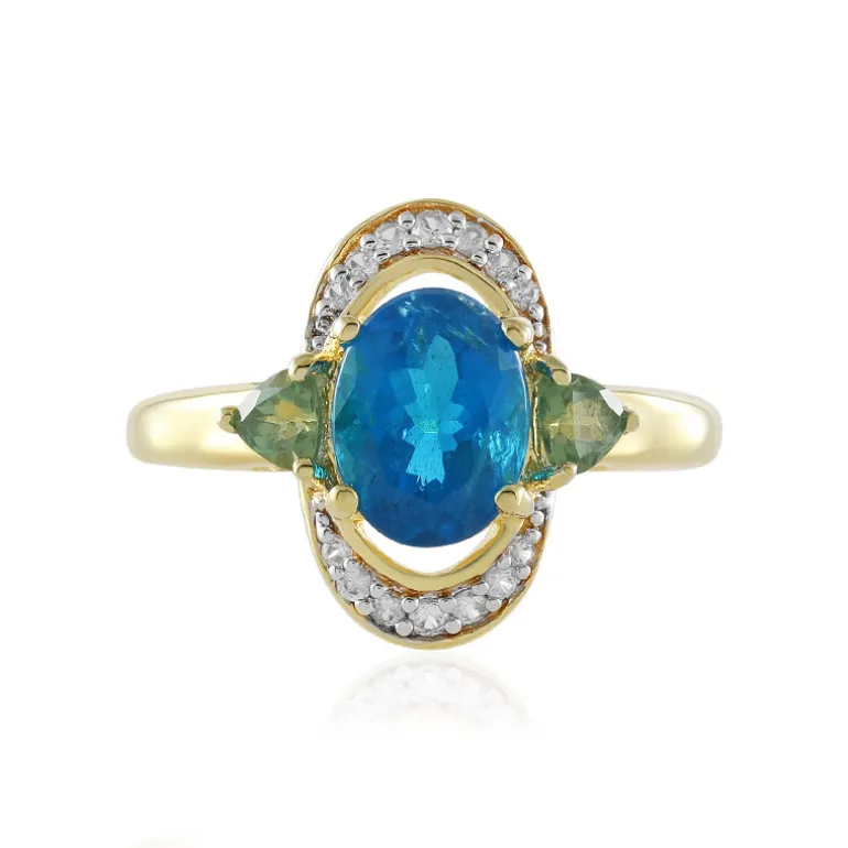 Neonblauer Apatit-Silberring