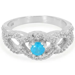 Neonblauer Apatit-Silberring