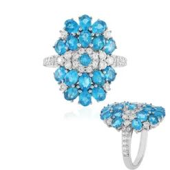 Neonblauer Apatit-Silberring