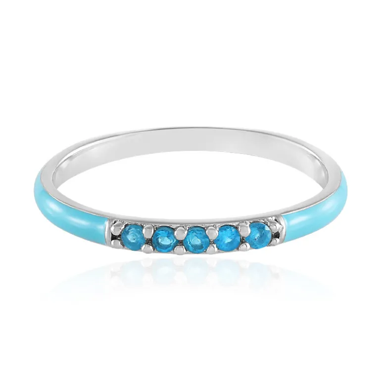 Neonblauer Apatit-Silberring