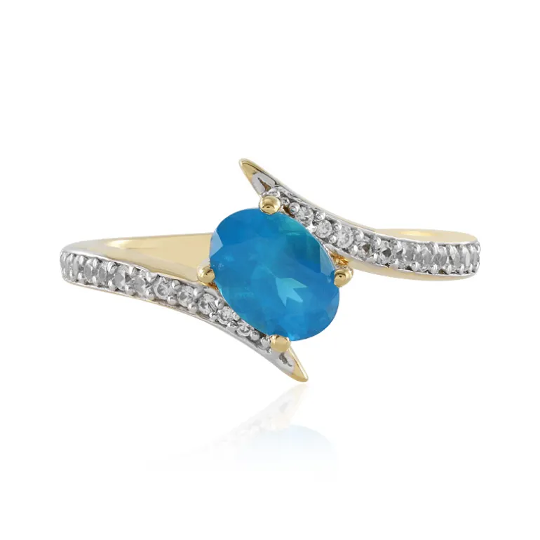 Neonblauer Apatit-Silberring