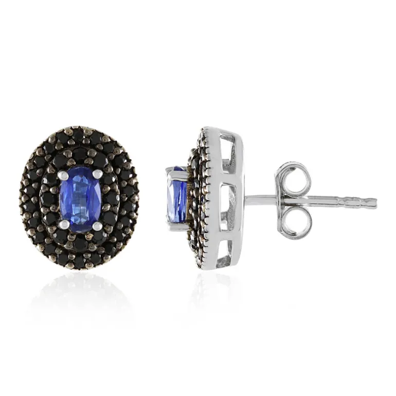 Nepalesischer Kyanit-Silberohrringe