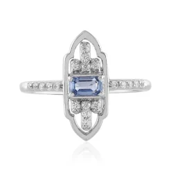 Nicht erhitzter Blauer Ceylon-Saphir-Silberring