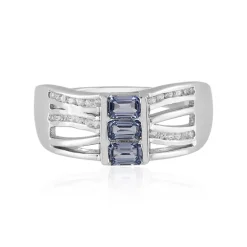 Nicht erhitzter Blauer Ceylon-Saphir-Silberring (Adela Silber)