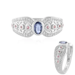 Nicht erhitzter Blauer Ceylon-Saphir-Silberring