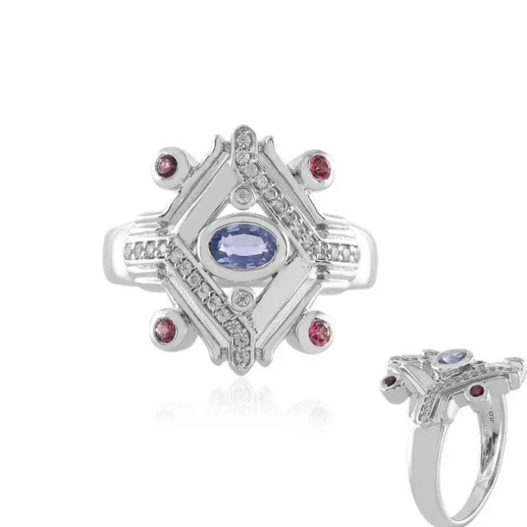 Nicht erhitzter Blauer Ceylon-Saphir-Silberring