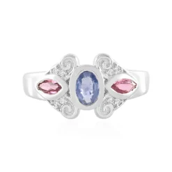 Nicht erhitzter Blauer Ceylon-Saphir-Silberring