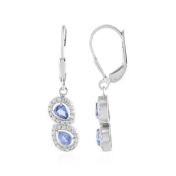 Nicht erhitzter Blauer Ceylon-Saphir-Silberohrringe