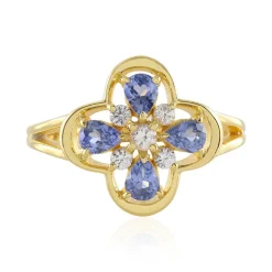 Nicht erhitzter Blauer Ceylon-Saphir-Silberring