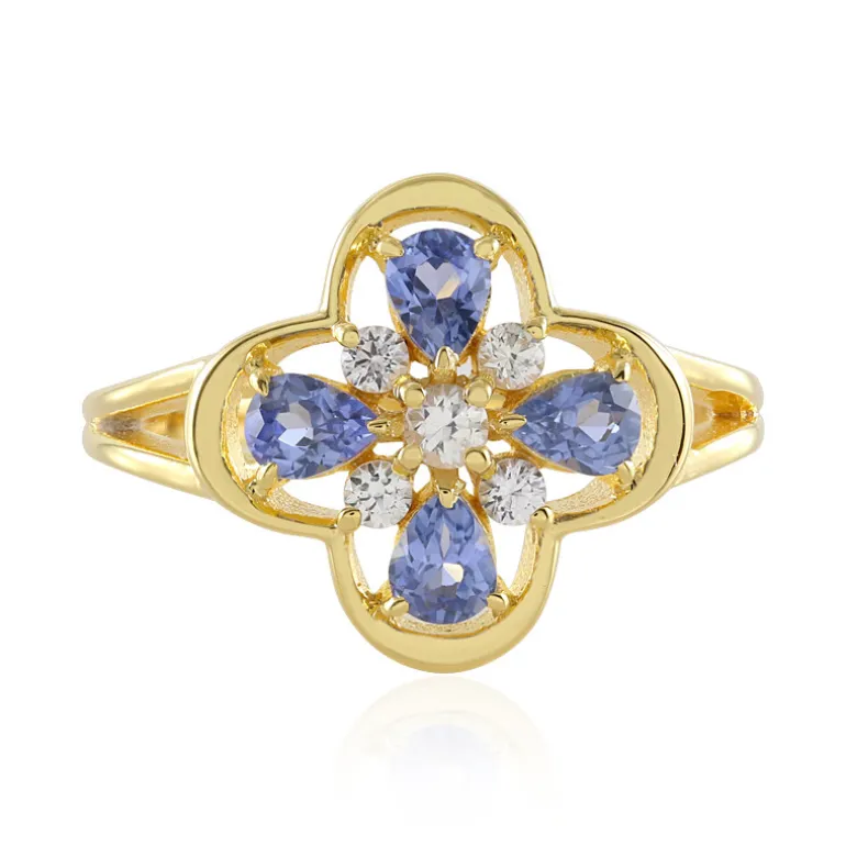 Nicht erhitzter Blauer Ceylon-Saphir-Silberring