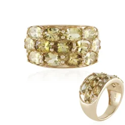 Nicht erhitzter Gelber Tansanit-Goldring