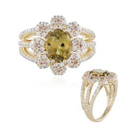 Nicht erhitzter Gelber Tansanit-Goldring (Adela Gold)