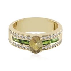 Nicht erhitzter Gelber Tansanit-Goldring (Adela Gold)