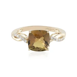 Nicht erhitzter Gelber Tansanit-Goldring